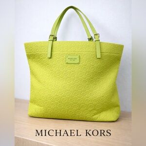 Michael Kors Lime Embossed Logo Tote Bag